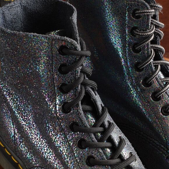 Dr. Martens Combat Boots Womens SZ 8 Gray Iridescent Pascal Lace Up 8 Eye Casual - Picture 6 of 16